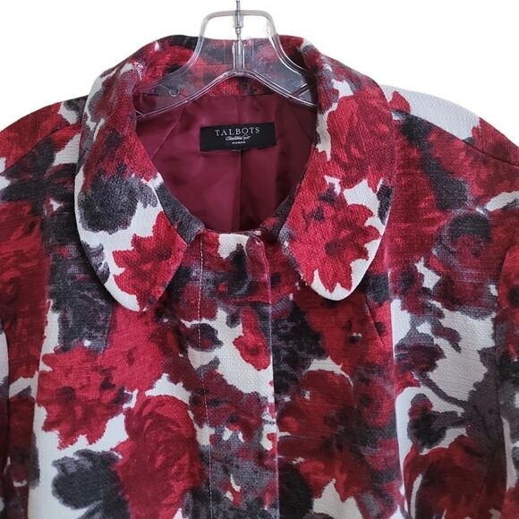 Talbots Red Gray Multicolored 3/4 Sleeve  Jacket Sz Large - Picture 3 of 8